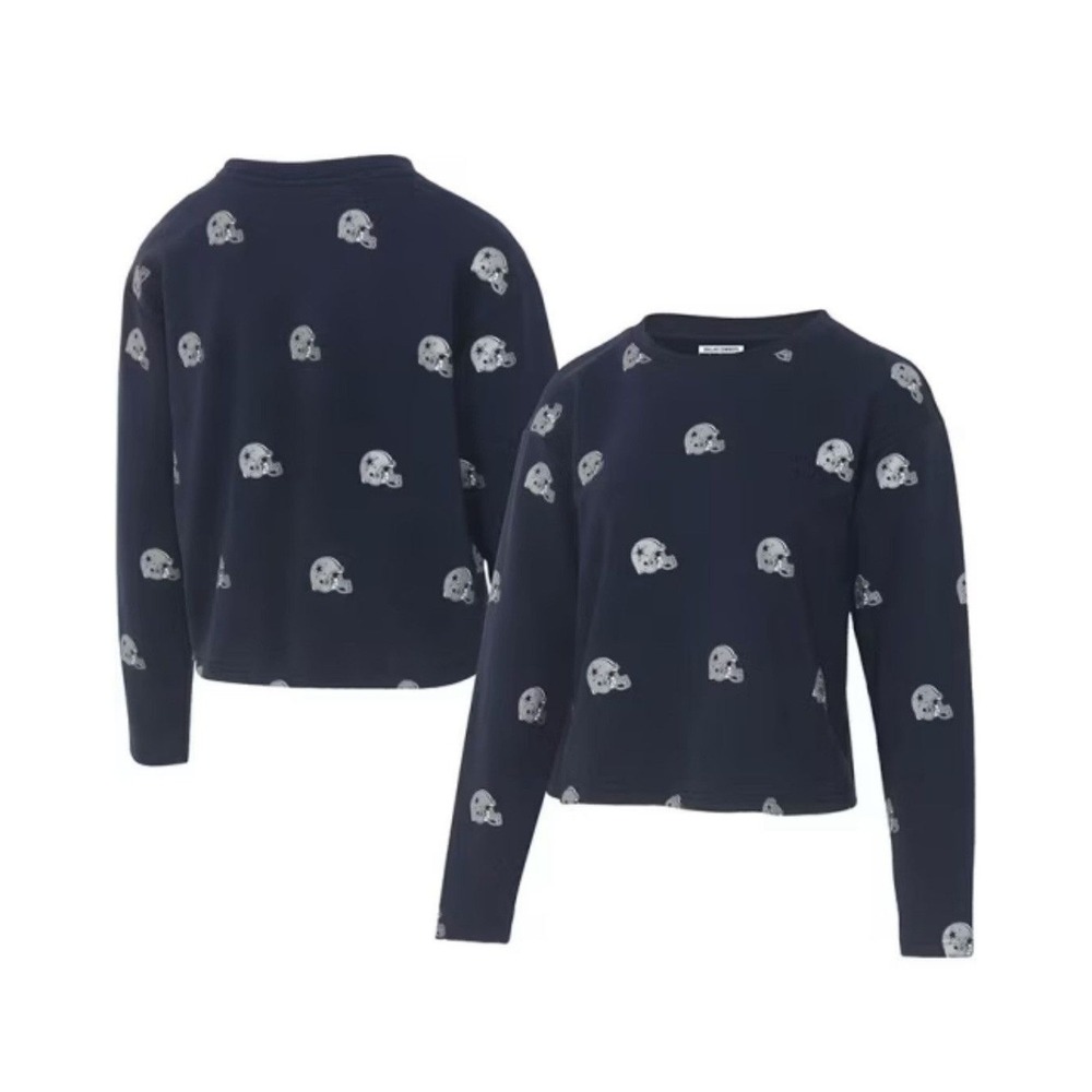 Dallas Cowboys NFL Blue Helmet Long Sleeve Crop Sweatshirt Women's‎ XL NWT
